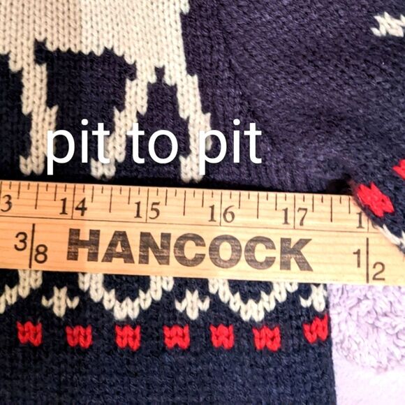 H&M Turtleneck Sweater Heavy Navy Blue Reindeer Pattern  XS - Picture 5 of 10